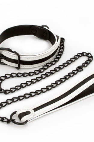Glo Bondage - Collar and Leash - Green NSN-0497-28