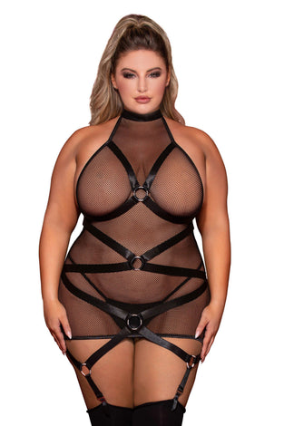 Garter Slip - Queen Size - Black DG-12499XBLKQ