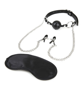 Breathable Ball Gag With Nipple Clamp Chain EL-LF1807