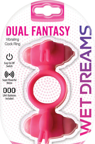 Wet Dreams - Dual Fantasy Cock Ring With Turbo Motors - Pink HTP3266