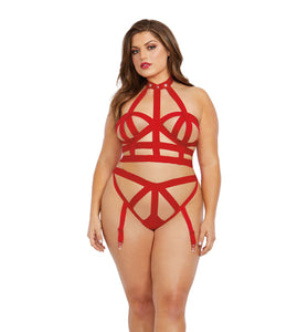 Bralette and Garter Panty - Queen Size - Rouge DG-12365XROUQ