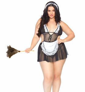 3 Pc Fantasy French Maid - 1x/2x - Black/white LA-87028XBL1X2