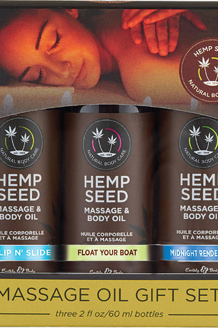 Hemp Seed Massage and Body Oil Gift Set - 3 Pack - 2 Fl. Oz. Bottles EB-MAS2022D