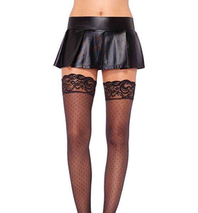 Stay Up Spandex Diamond Dot Sheer Thigh Highs - One Size - Black LA-6904
