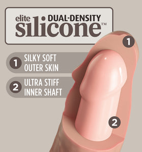 King Cock Elite 9 Inch Vibrating Silicone Dual  Density Cock With Remote - Light PD5779-21
