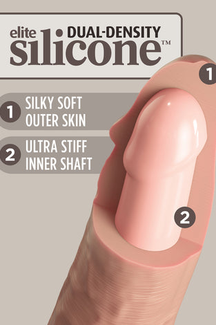 King Cock Elite 9 Inch Vibrating Silicone Dual  Density Cock With Remote - Light PD5779-21