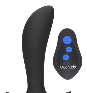 E-Stimulation and Vibration Butt Plug With Wireless Remote Control - Black OU-OU579BLK