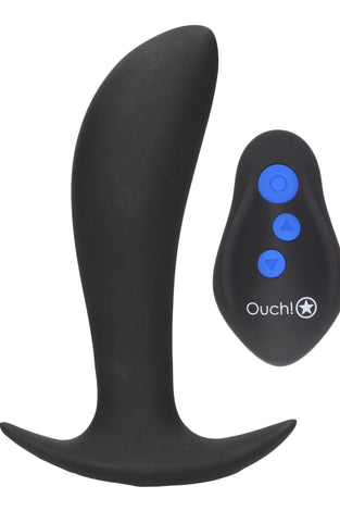 E-Stimulation and Vibration Butt Plug With Wireless Remote Control - Black OU-OU579BLK