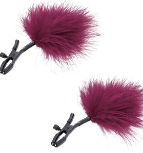 Sex and Mischief Enchanted Feather Nipple Clamps - Burgundy SS098-31
