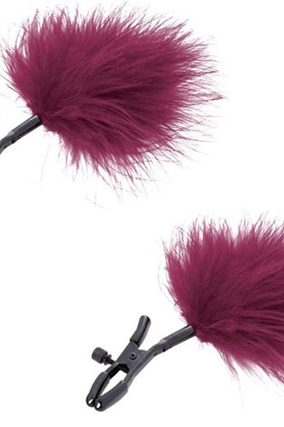 Sex and Mischief Enchanted Feather Nipple Clamps - Burgundy SS098-31
