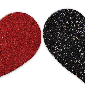 Nipplicious - Heart Shape Pasties - Glitter  -  Red and Black HTP3339