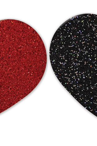 Nipplicious - Heart Shape Pasties - Glitter  -  Red and Black HTP3339