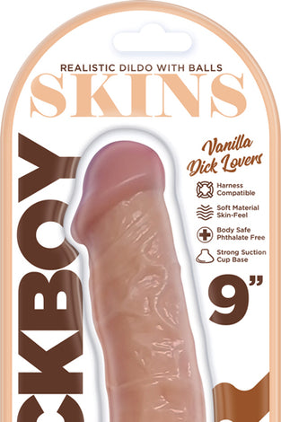 Dickboy - Skins - Dildo With Balls - 9 Inch -  Vanilla Dick Lovers HP3363