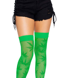 420 Net Thigh Highs - One Size - Green LA-6642GRNOS