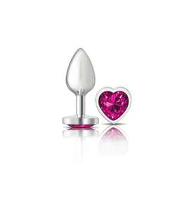 Cheeky Charms-Silver Metal Butt Plug- Heart-Bright Pink-Small VB-CC9129