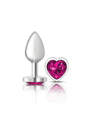 Cheeky Charms-Silver Metal Butt Plug- Heart-Bright Pink-Small VB-CC9129
