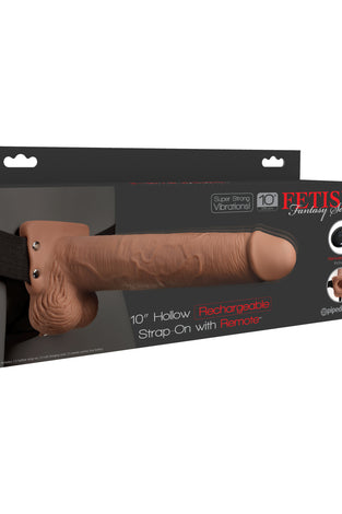 Fetish Fantasy Series 10 Inch Hollow Rechargeable Strap-on With Remote - Tan PD3396-22