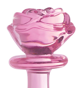 Pink Rose Glass Anal Plug - Medium BTYS-AG650-MED