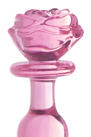 Pink Rose Glass Anal Plug - Medium BTYS-AG650-MED