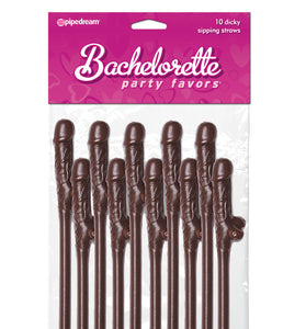 Bachelorette Party Favors 10 Dicky Sipping Straws Brown PD6203-04