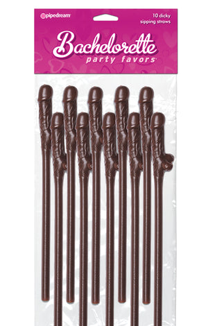 Bachelorette Party Favors 10 Dicky Sipping Straws Brown PD6203-04