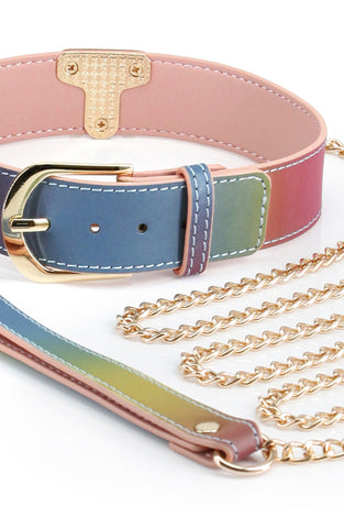 Spectra Bondage - Collar and Leash - Rainbow NSN-1311-02