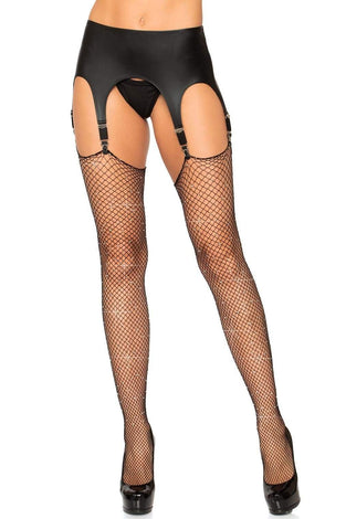 Rhinestone Fishnet Stockings - One Size - Black LA-9124BLK