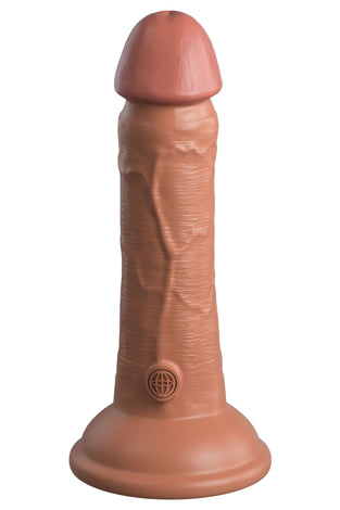 King Cock Elite 6 Inch Vibrating Silicone Dual  Silicone Dual Density Cock - Tan PD5776-22