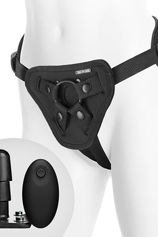 Vac-U-Lock - Supreme Harness With Vibrating Plug  - Black DJ1090-25-BX