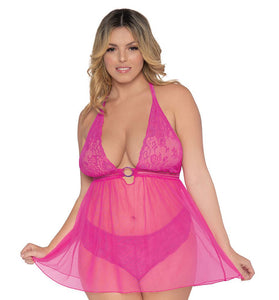 Babydoll and G-String - Queen Size - Paradise   Pink DG-12603XPNKQ