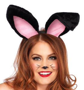 Plush Bunny Rabbit Ears Headband - Black LA-A2811BLK