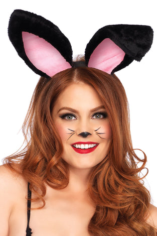 Plush Bunny Rabbit Ears Headband - Black LA-A2811BLK