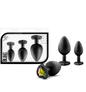 Luxe - Bling Plugs Training Kit - Black With Rainbow Gems BL-395815