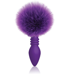 The 9's Cottontails Silicone Bunny Tail Butt Plug  - Ribbed Purple IC2687
