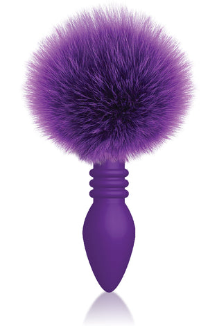The 9's Cottontails Silicone Bunny Tail Butt Plug  - Ribbed Purple IC2687