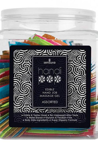 Handipop Hand Job Massage Gel Assorted Flavor - 100 Piece Single Use Packet Tub SEN-VL680-100AF