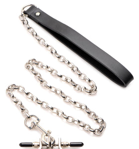 Pussy Tugger Adjustable Pussy Clamp With Leash -  Silver MS-AG931