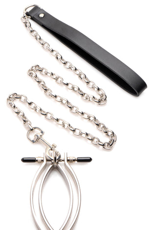 Pussy Tugger Adjustable Pussy Clamp With Leash -  Silver MS-AG931