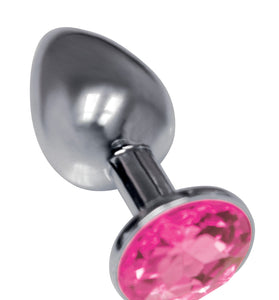The 9's the Silver Starter Bejeweled Stainless  Steel Plug - Pink ICB2313-2