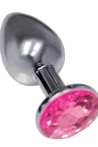 The 9's the Silver Starter Bejeweled Stainless  Steel Plug - Pink ICB2313-2
