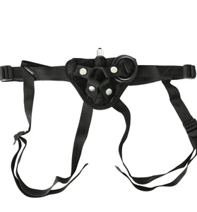 Vibrating Black Velvet Strap On SS690-01