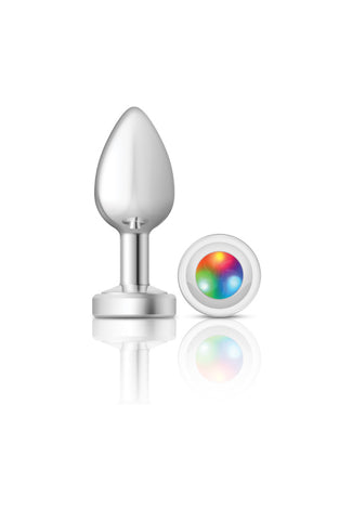 Cheeky Charms-Silver Metal Butt Plug- Light Up-Medium VB-CC9139