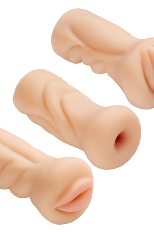 Trio Stroker Pussy Ass Mouth Masturbator Kit - Flesh WTC410