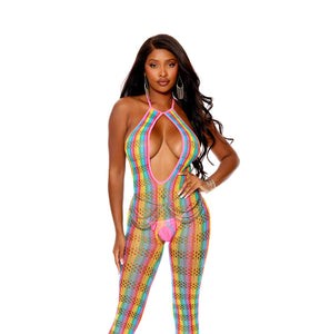Deep v Bodystocking - One Size - Multicolor EM-12102MULTOS