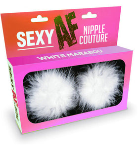 Sexy Af Nipple Couture  White Marabou LG-NV207