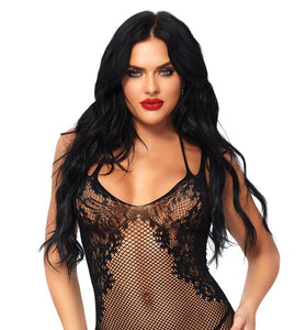 Fishnet Halter Dress - One Size - Black LA-86064BLK