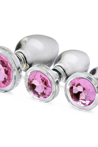 Pink Gem Glass Anal Plug Set BTYS-AG431