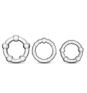 Stay Hard - Beaded Cock Rings - 3 Pack - Clear BL-00012