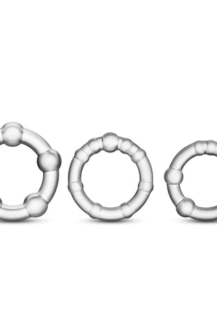 Stay Hard - Beaded Cock Rings - 3 Pack - Clear BL-00012