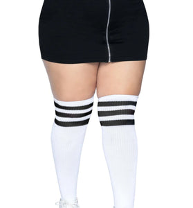 Over the Knee Athletic Socks - 1x/2x - White/black LA-5627XWHTBLK
